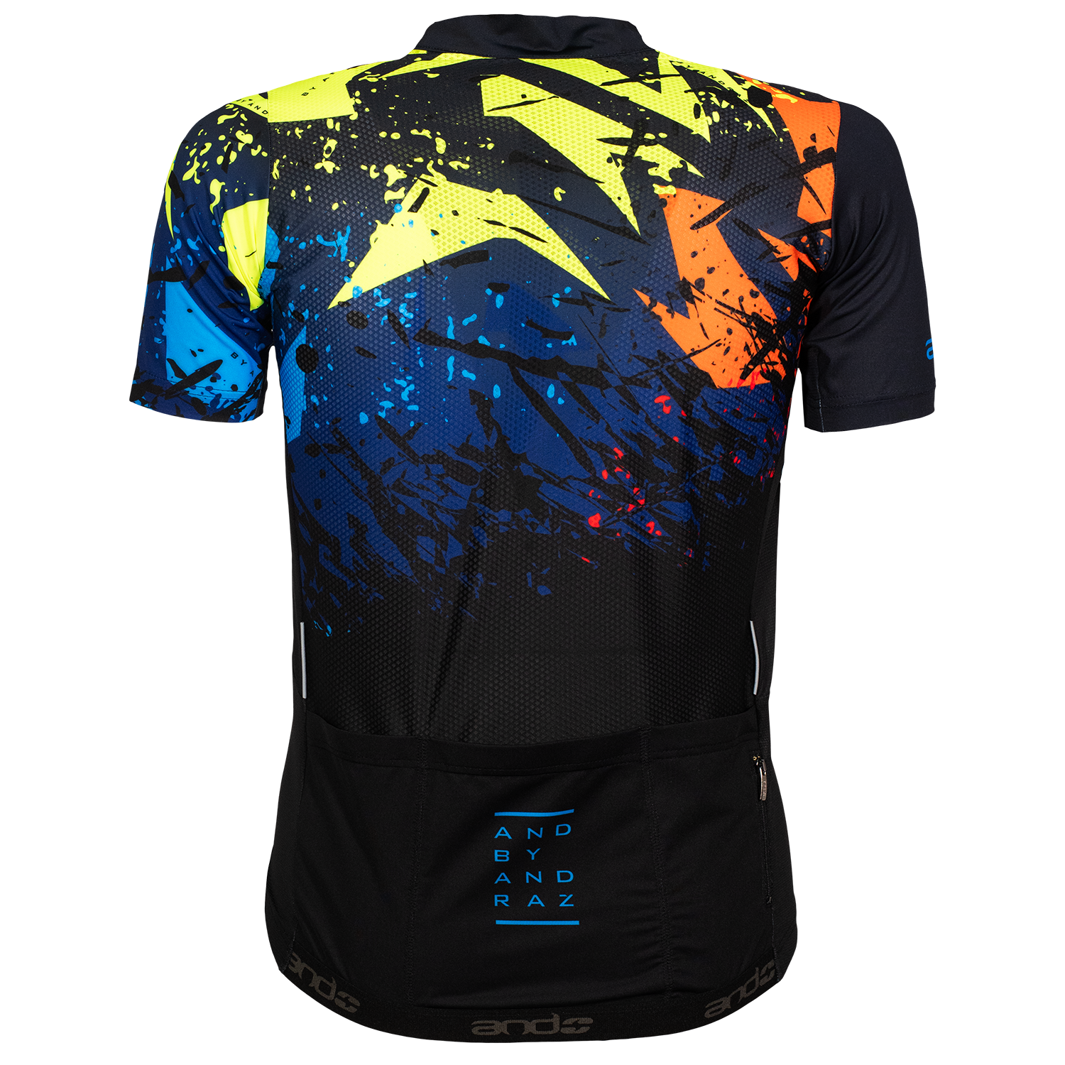 andBELL KR EXP moška majica - ČRNA/R.MODRA/FLUO RUMENA
