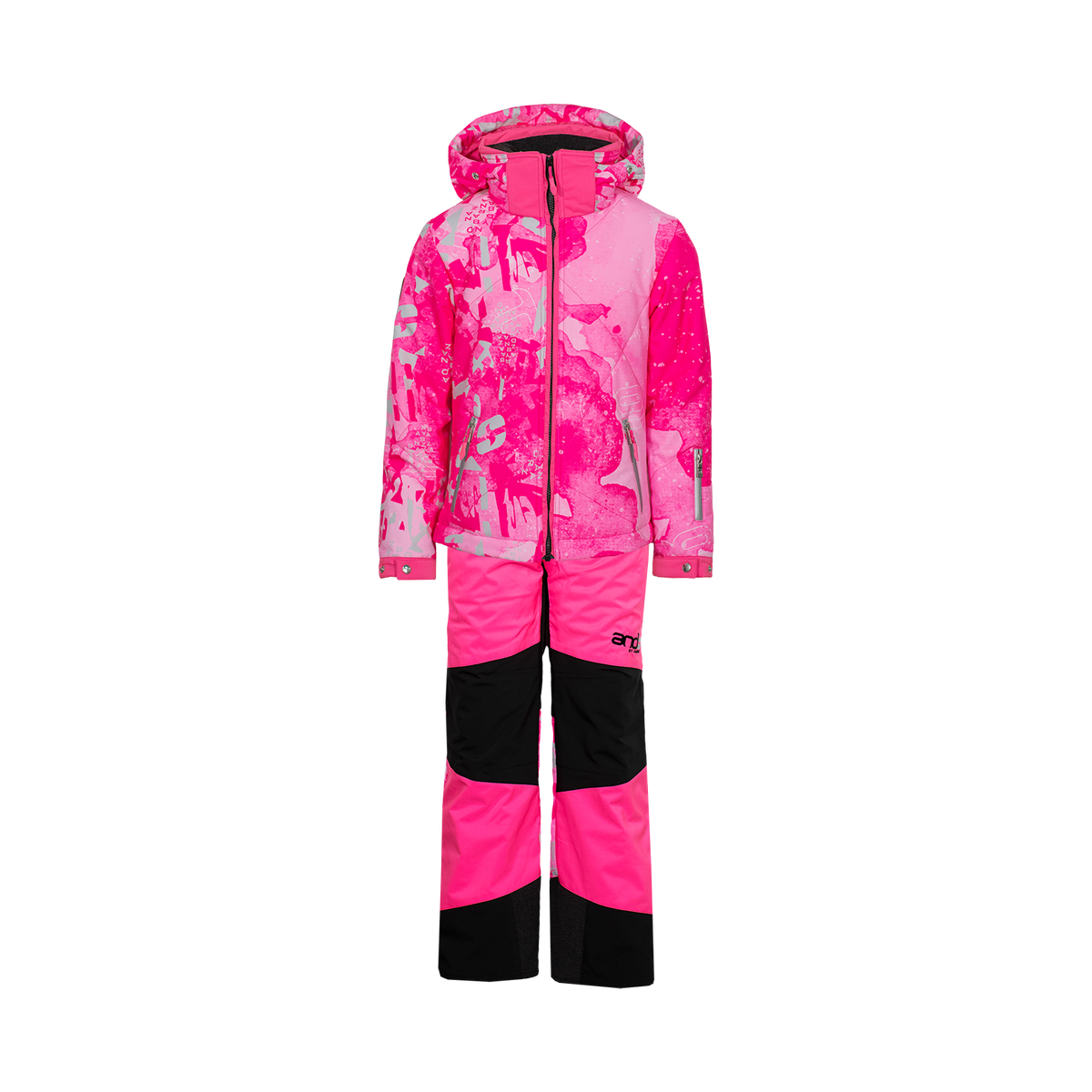 andAVE - Hlače dekliške hlače - ČRNA/FLUO FUKSIJA